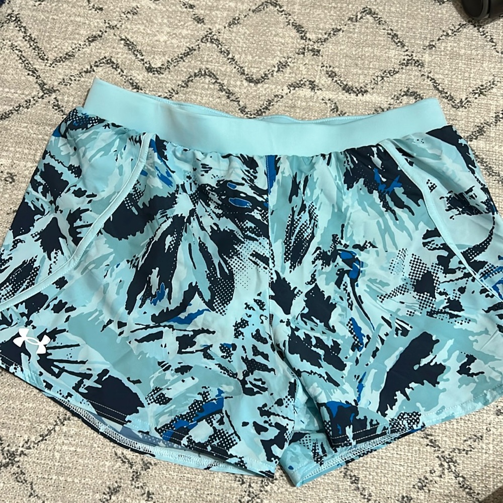 Medium Blue Patterned Under Armor Athletic Shorts